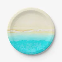 Ocean Shore Teal Water pretty paper plates. Paper Plates
