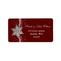 red Silver Snowflakes Winter address label