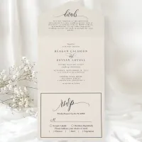 Ivory Cream Simple Modern Script All In One Invitation