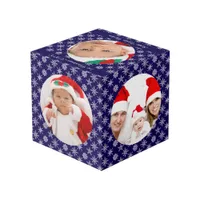 Your Round Photos Santa Baby Blue & Snowflakes Cube