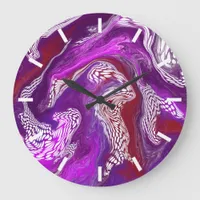 Purple and Burgundy Abstract Art Large Clock