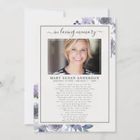 Floral Photo In Loving Memory Funeral Poem Card