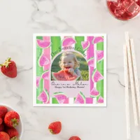 One in a Melon Birthday Photo watermelon Napkins