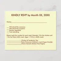 Love Hearts & Red Rose Wedding RSVP Menu Postcard