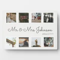 Modern Wedding Photo Collage Mr & Mrs Established Plaque