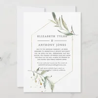 Geometric Gold Greenery Wedding Reduced Guest List Announcement