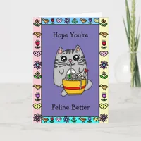 Hope You're Feline Better | Cat Pun Card