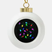 Christmas Lights -Let's Get Lit Lights- Merry & Br Ceramic Ball Christmas Ornament