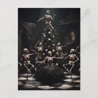 dance macabre Christmas Skeletons around the tree Postcard