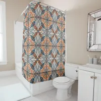 Turkish Inspired: Textured Navy & Terracotta Shower Curtain