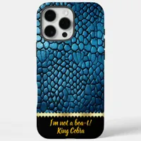 Blue snakeskin pattern in soft light iPhone 16 pro max case