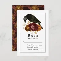 Gothic Grunge Raven Wedding RSVP Card