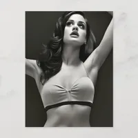 Beautiful Black and White Lady in a Bra Postcard