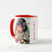 Cute Anime Girl Eating Strawberries | Summer Day Mug