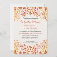Orange Red Yellow Butterfly Floral Spanish Wedding Invitation