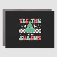 Tis Season Retro Womans Holiday Car Magnet