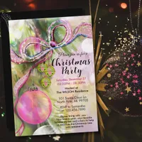 Chic Soft Pink & Sage Green Watercolor Christmas Invitation