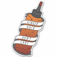 Ginger Hair Dye Bottle Funny Cartoon Slogan  Sticker