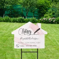 Notary loan signing agent blush pink marble house sign