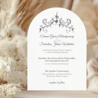 Elegant Vintage Romance Slate Gray Floral Wedding Invitation