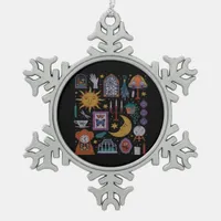 Whimsigoth Classic – Gothic Romance Autumn Aesthet Snowflake Pewter Christmas Ornament