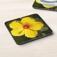 Yellow Hibiscus Flower Drink Coaster