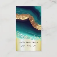 *~* QR Ornate TURQUOISE Gold Agate Foil AP66 Business Card