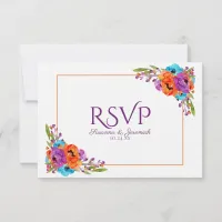 Purple Orange Floral Watercolor RSVP Meal Option