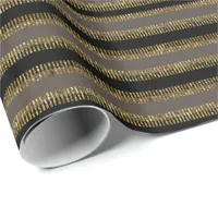 Black Glittery Gold Stripes pattern giftwrap paper