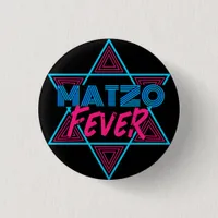 Matzo Fever Blue Pink 70s Disco Star Jewish Button