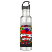 Romantic Couple's Gift | Tattoo Style Art    Stainless Steel Water Bottle