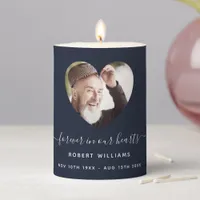 Blue heart photo funeral memorial pillar candle