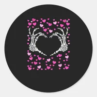Skeleton Hand Heart Valentines Day Funny Viral Classic Round Sticker