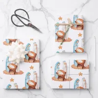 Simple Nativity Scene Mary Joseph Jesus Christmas  Wrapping Paper Sheets