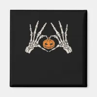 Skeleton Hand Heart And Pumpkin Funny Skull Hallow Magnet