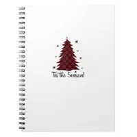 Tis The Season Red Plaid Christmas Tree Notebook