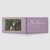 Elegant Modern Purple Gold Photo Quinceañera Foil Guest Book