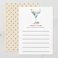 Luxury Coastal Blue Martini Bachelorette Advice Card