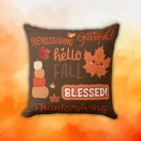 Fall Decor Pumpkin Thanksgiving on Brown | Throw Pillow