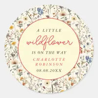 A Little Wildflower Girl Baby Shower Classic Round Sticker