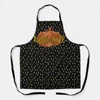 Hello Fall Glitter Pumpkin + Metallic Gold & Black Apron