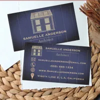 Vintage Rustic Blue Wood Architect Construction Business Card