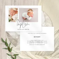 Modern Script 2 Photos Baptism Invitation