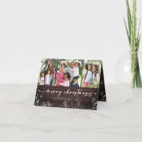 Rustic Wood Snowflake Photo Merry Christmas Holiday Card