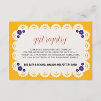 Mexican Papel Picado Yellow Nuestra Boda Wedding Enclosure Card