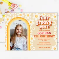 Four Ever Groovy 4th Birthday Invitation | Retro D