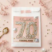 Elegant Pink Gold Pearl 70th Birthday Thank You Favor Bag
