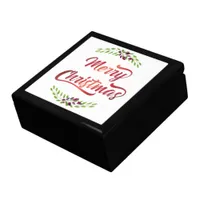 Merry Christmas Laurels Red ID293 Keepsake Box