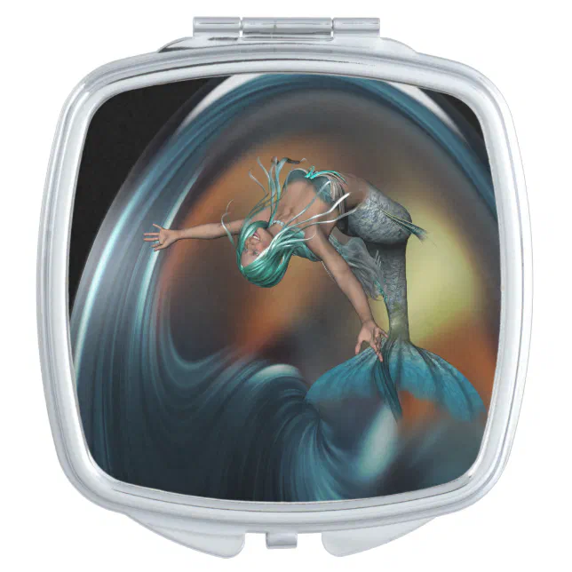 Cute Mermaid Joyfully Swimming  Mirror For Makeup