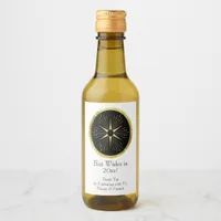 Monogram Art Deco Star Black and Gold Wine Label